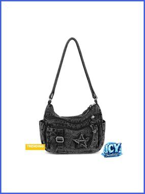 Washed Denim Crossbody Hobo Bag Canvas Satchel Retro Tote Purse